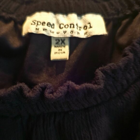 Speed control 2X lined gawzy Boho black dress cute colorful tassels on hem 2X - Picture 4 of 7